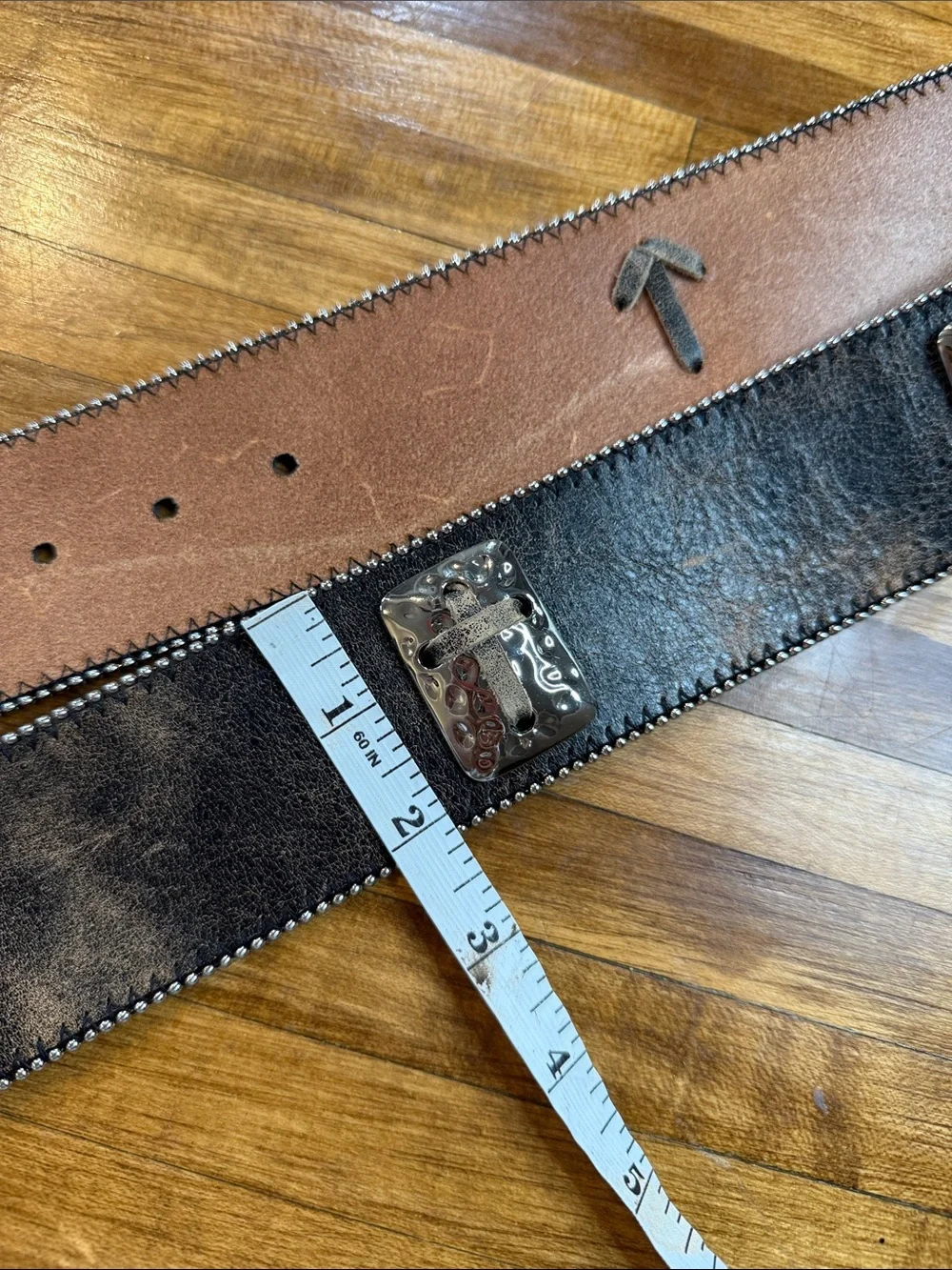 3D Leather Belt Thick with Crosses and large Buckle (15)